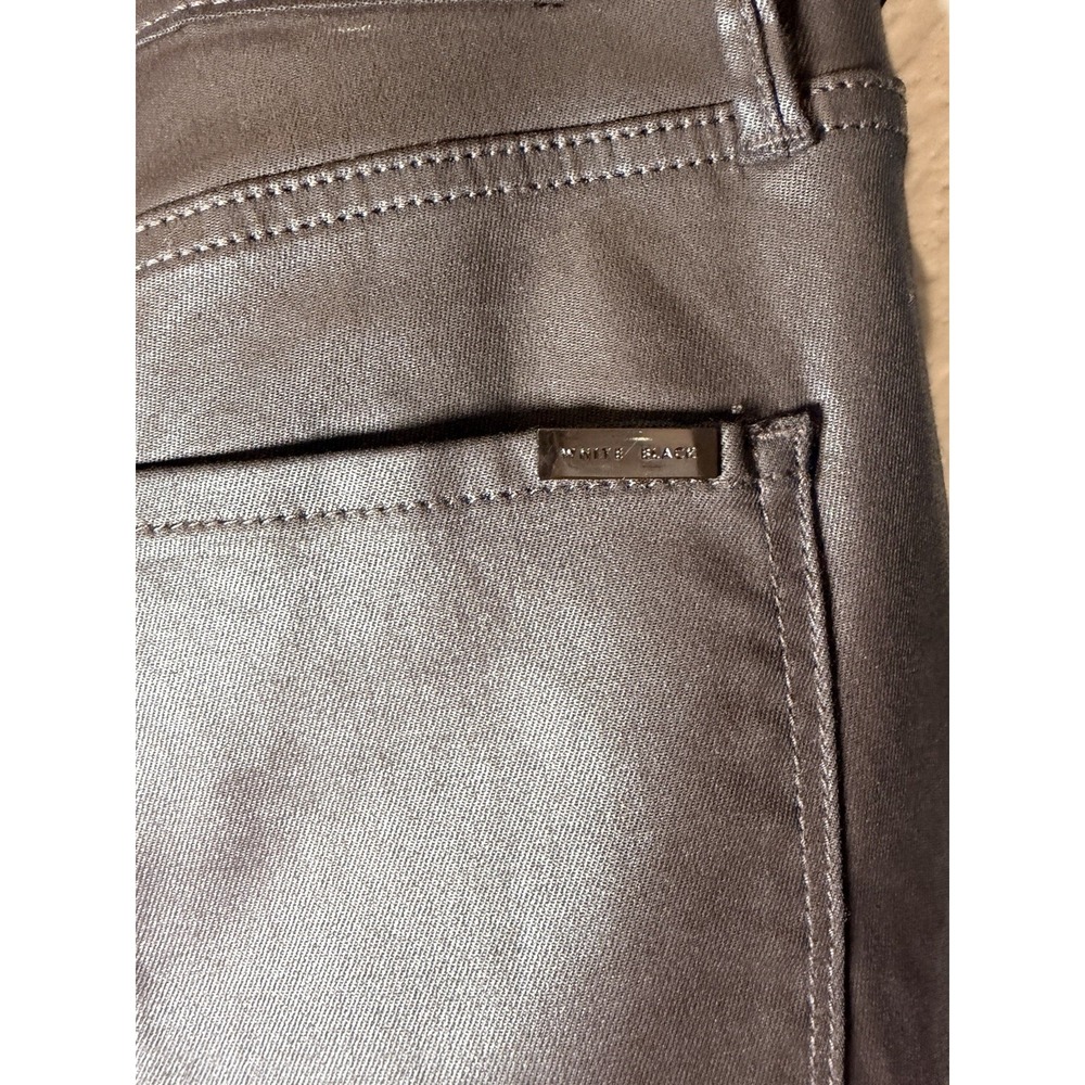 White House Black Market Coated High Rise Skinny Pant Sz 4R Cabernet - Picture 6 of 8